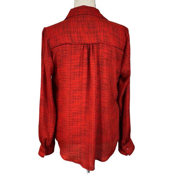 Worthington Medium Top Abstract Button-Up Long Sleeve Lightweight Collared Red - Picture 5 of 9